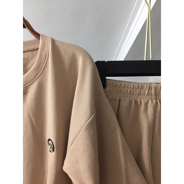 Bộ be thêu cún và chữ cưng xỉu dễ thương form rộng thoải mái