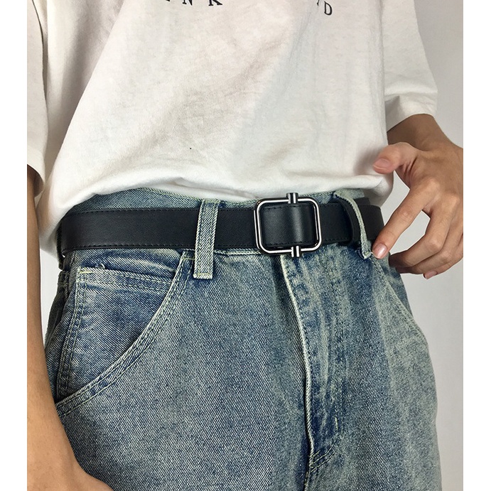 Thắt Lưng Da Nam Nữ Unisex Kuu Clothes Màu Đen Đẹp  - Dây Lưng Da PU Mặt Kim Loại Hàn Quốc - Thắt Lưng Dave