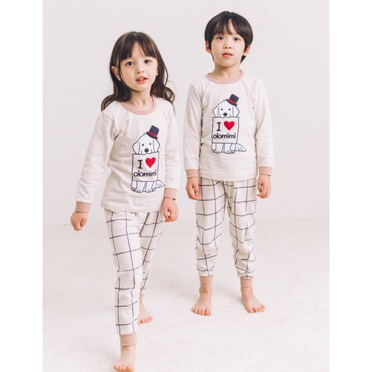 Bộ pijama dài tay bé trai / bé gái Gentle Dog 100% Cotton – Olomimi Hàn Quốc