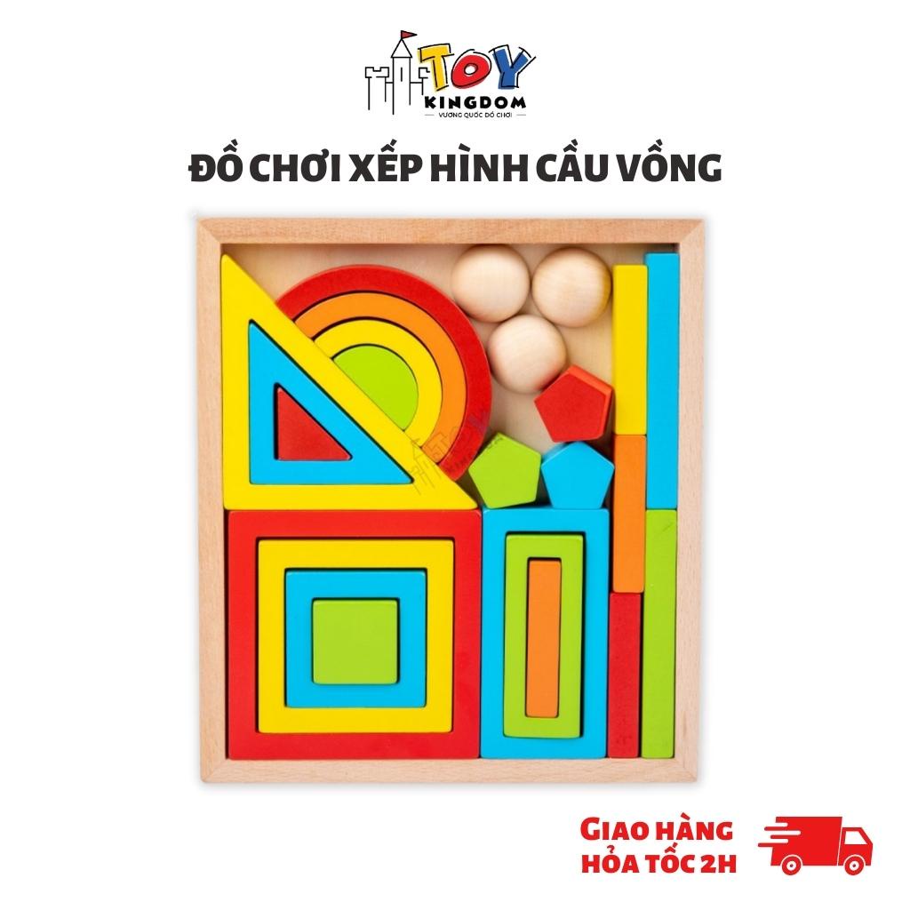 Đồ Chơi Gỗ Xếp Hình Cầu Vồng Ahihi Giúp Bé Nhận Biết Các Khối Hình Học, Màu Sắc Phát Triển Trí Tuệ Cho Bé