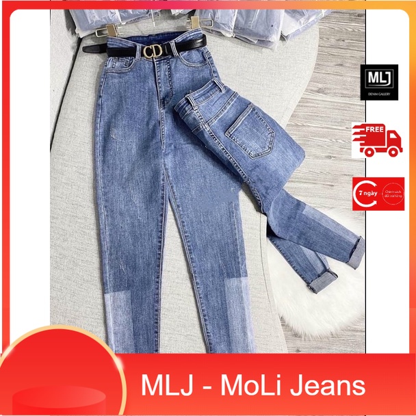 Quần jean dài BigSize co dãn mạnh, lưng cao, kiểu dáng loang ống HotTrend 4065