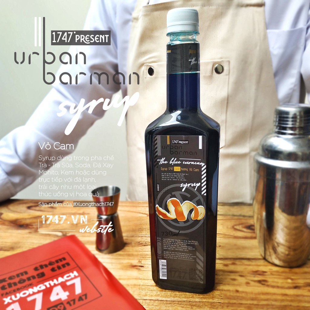 Urban Barman Syrup 1747 - Vỏ Cam | Blue Curaçao - 730ml - Siro Curacao
