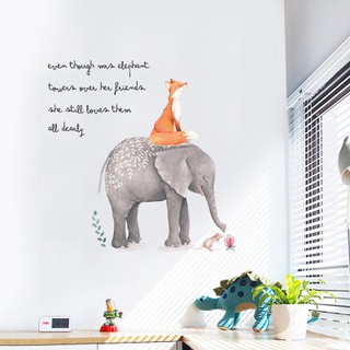 Decal dán tường elephant and fox