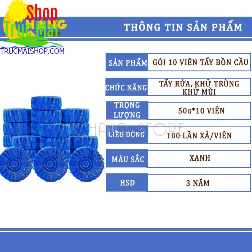 Gói 10 Viên Tẩy Bồn Cầu Siêu Sạch Diệt Khuẩn