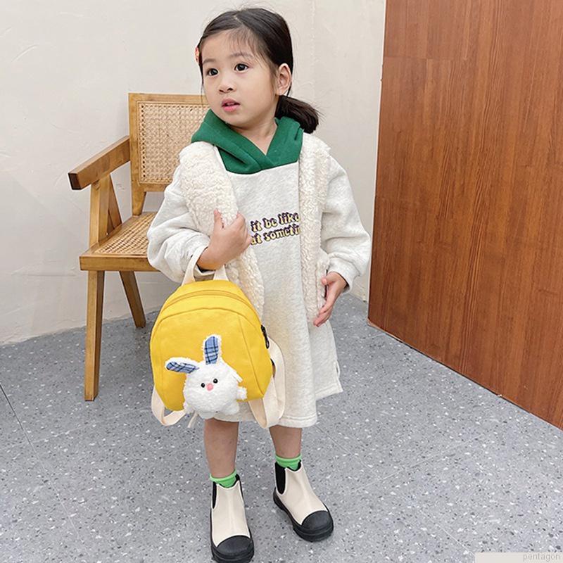 Túi đi học hình thỏ hoạt hình bằng canvas + polyester dành cho trẻ em