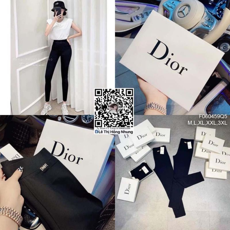 Quần legging thun umi đen diorv dài lưng cao hàng Quảng Châu 0604
