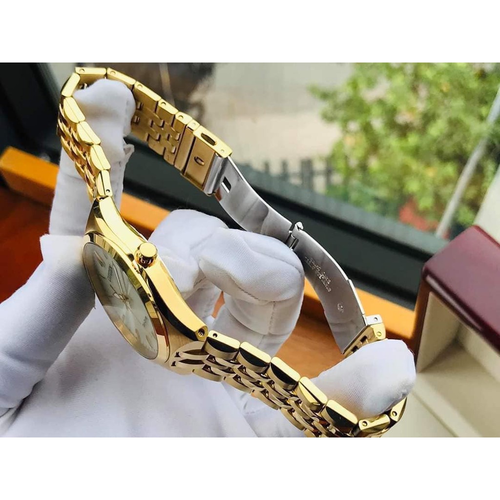 Đồng hồ Nam Citizen Eco Drive BM7332-61P Size 40mm,Mặt trắng,Lịch ngày-Năng lượng ánh sáng-Dây kim loại mạ vàng cao cấp