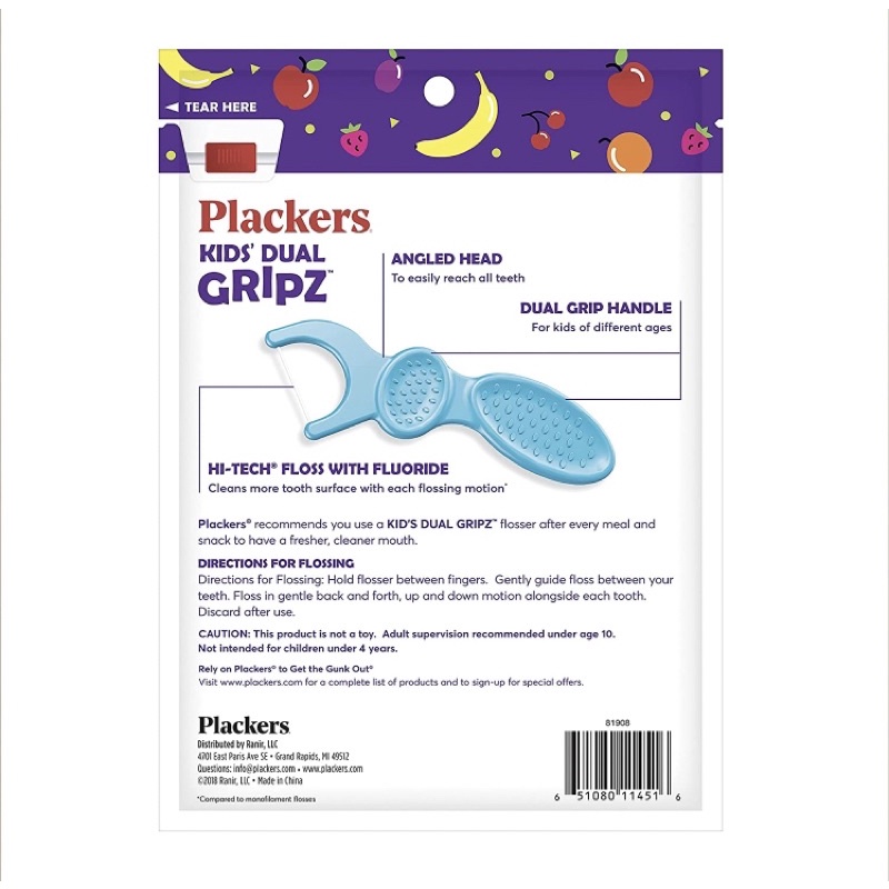 Chỉ nha khoa cho trẻ em Plackers Kids’ Dual Gripz, gói 75 cây USA