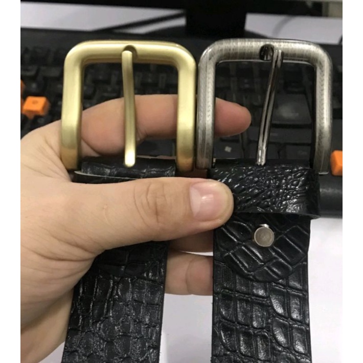 Da Bò trơn + dập vân cá sấu 1 lớp khoá kim