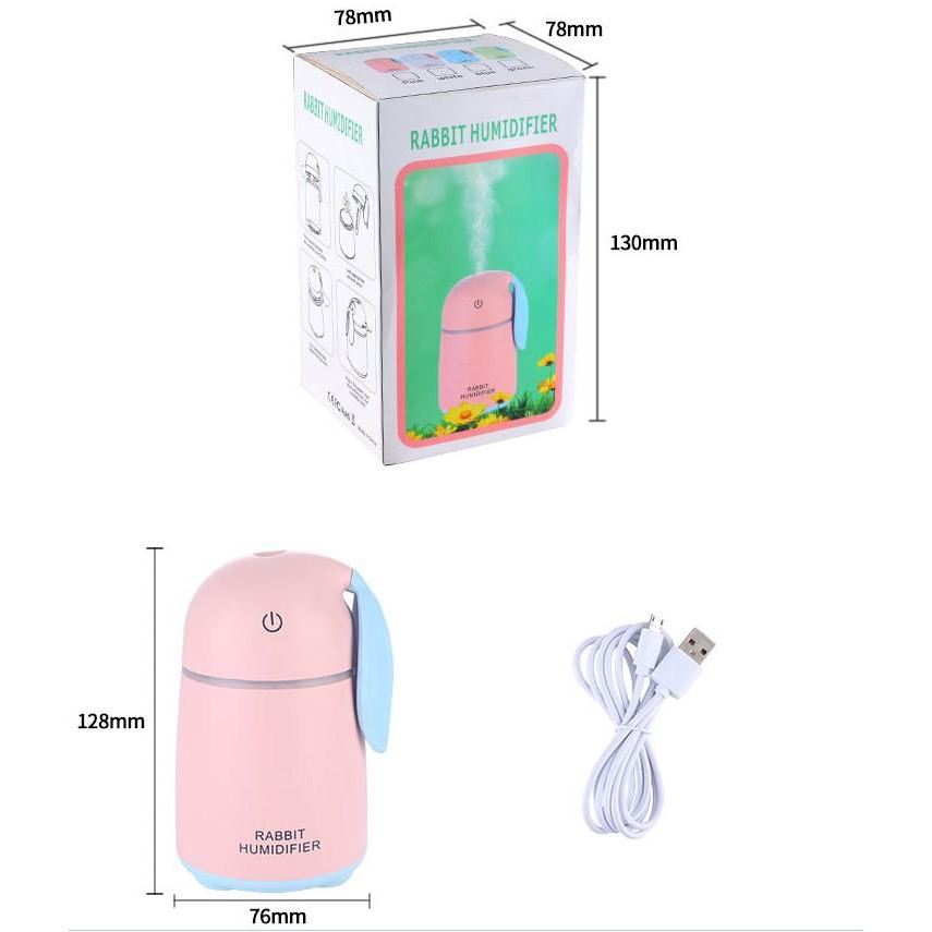 Máy xông tinh dầu, phun sương cao cấp Rabbit Humidifer hình con thỏ