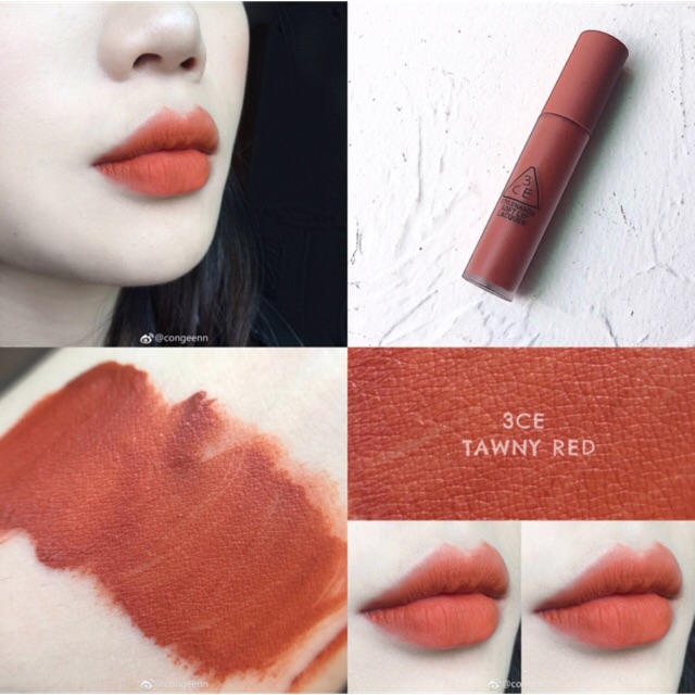 Son 3CE Kem Soft Lip Lacquer Màu Tawny Red