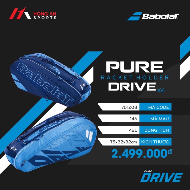 Túi Tennis 2 ngăn Babolat PURE DRIVE X6