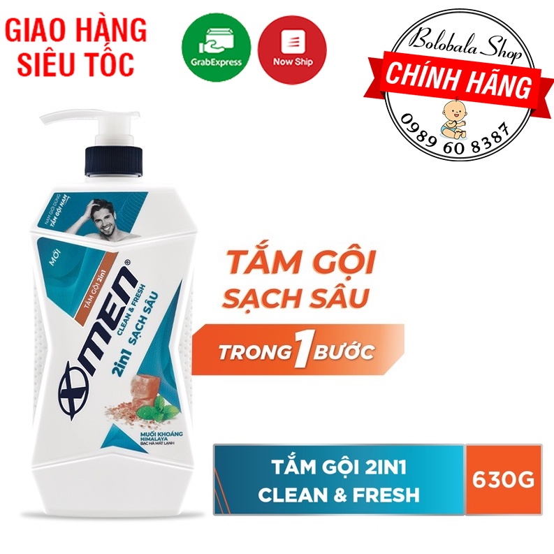 Tắm Gội X-Men Clean &amp; Fresh 2in1 và 3in1 chai 610/ 630g Xmen