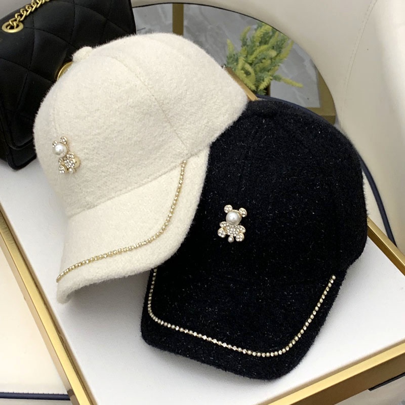 Mũ bóng chày đính đá phong cách phương Tây sang trọng thời trang thu đông cho nữ