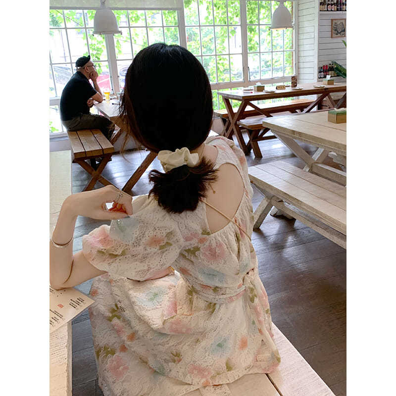 Đầm Maxi Ngắn Tay Hở Lưng Họa Tiết Hoa Xinh Xắn Dành Cho Nữ / Size S-2Xl | BigBuy360 - bigbuy360.vn