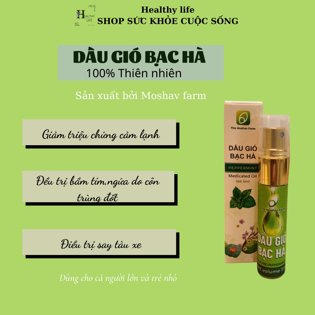 dầu gió dầu gió bạc hà dầu gió xanh dầu xanh dau gio Moshav farm dạng xịt lọ 5ml