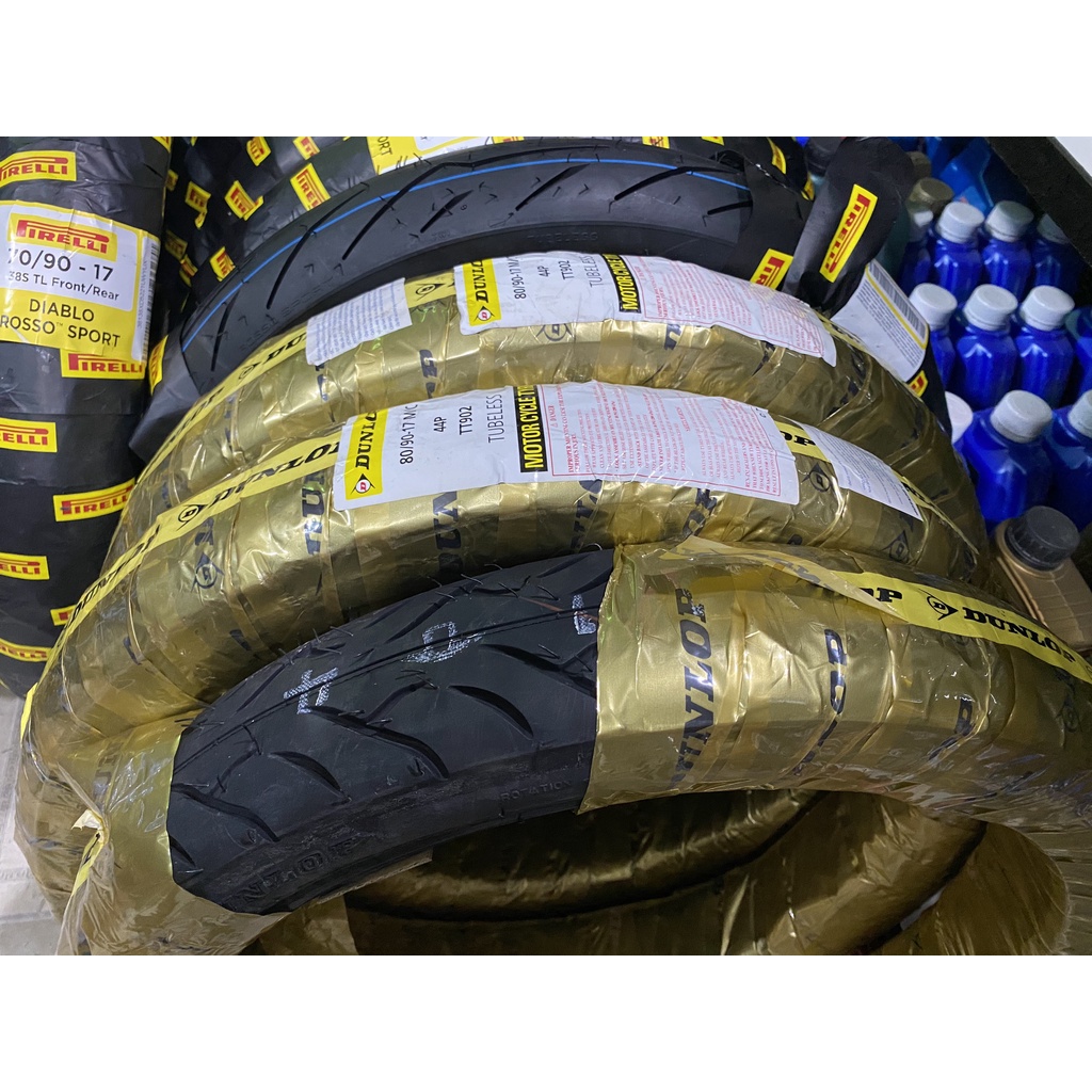 Vỏ lốp xe DUNLOP Size 70/80/100/110/120-17 TT902 vỏ không ruột cho xe số sản xuất Indonesia