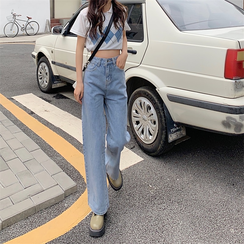 Quần Jeans Nữ Lưng Cao Ống Rộng Thời Trang Hàn Quốc