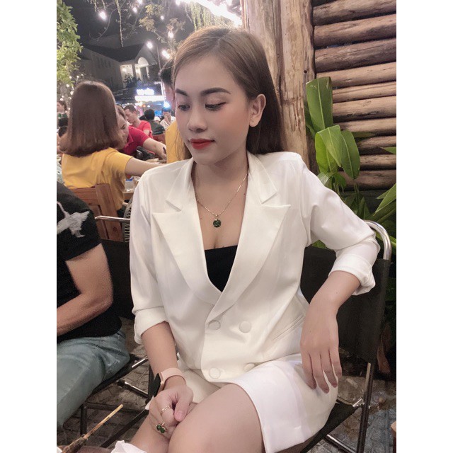 ÁO VEST NỮ DÁNG SUÔNG- ÁO BLAZER NỮ DÁNG SUÔNG CÚC BỌC
