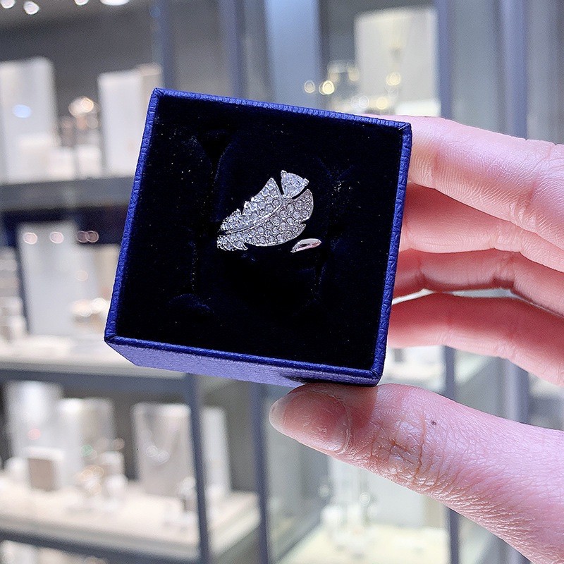 Nhẫn Mạ Bạc 925 Hình Lông Vũ Trắng Mới 2023