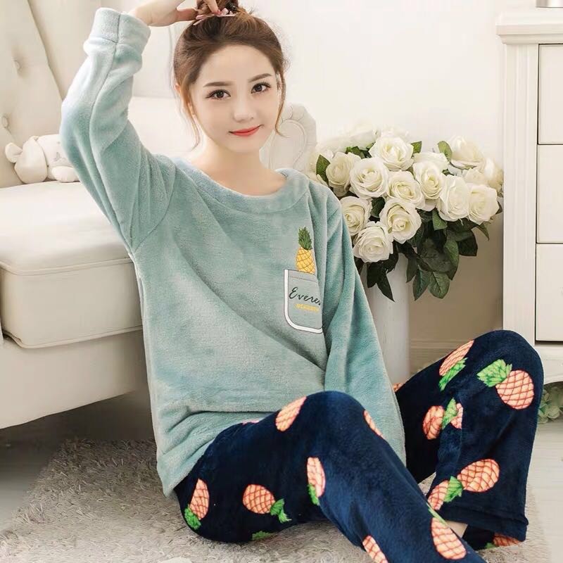 Bộ Đồ Ngủ Nữ - Pijama Quần Áo Mặc Ở Nhà Dài Tay Vải Nhung Bông Mùa Đông Xuân Thu Dễ Thương Ảnh Thật +Video BĐN09 | BigBuy360 - bigbuy360.vn