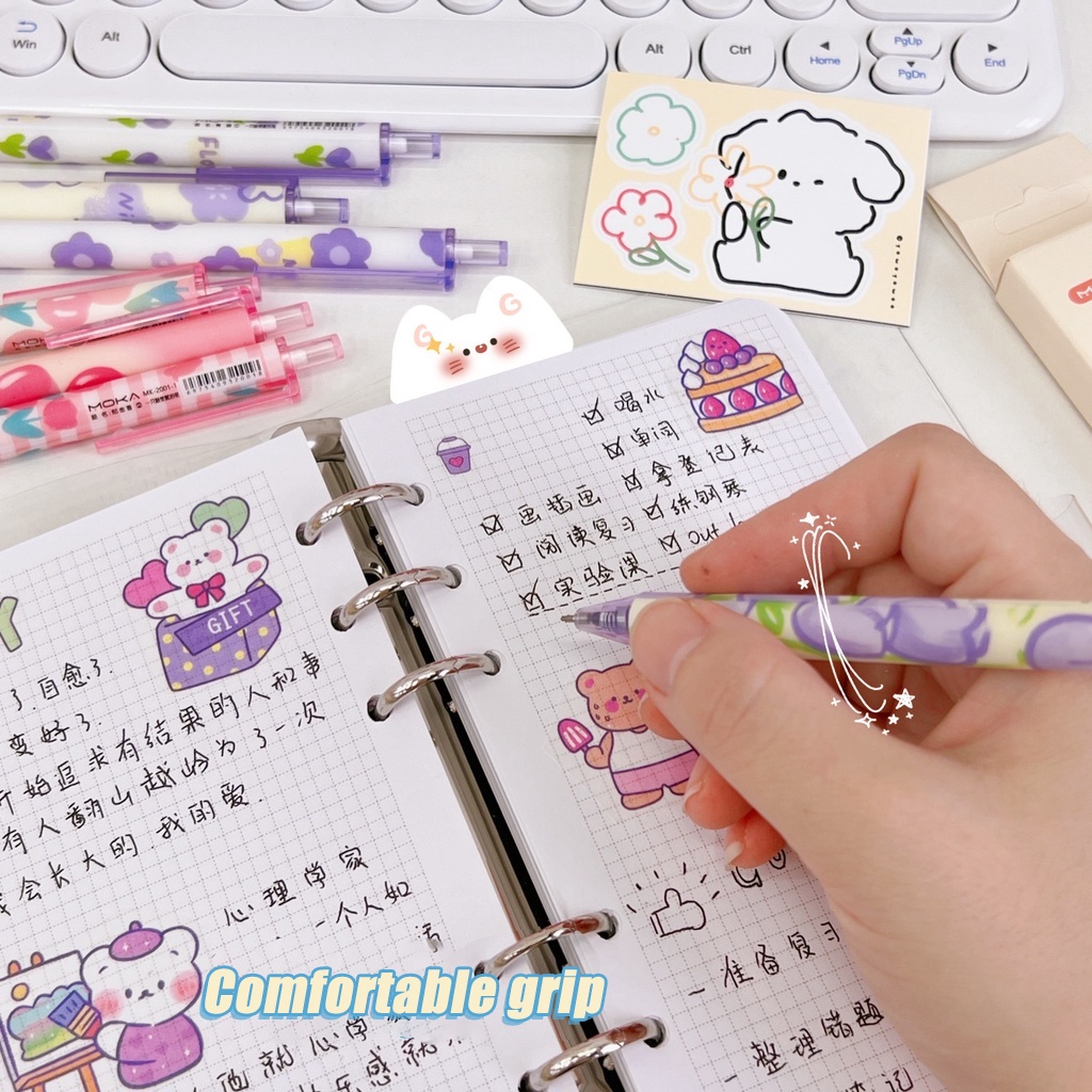 4 Bút Mực Gel Ngòi 0.5mm In Hình Hoa Hồng Xinh Xắn