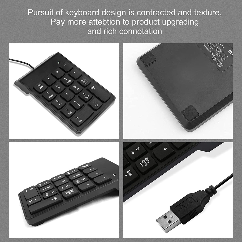 Bàn Phím Số 18 Phím Có Dây Siêu Mỏng Nhỏ Gọn Cho Laptop PC