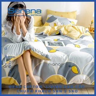 Bộ chăn ga ra drap gối phủ chun giường 5 món drap cotton living chăn dày hàn cao cấp – serena mattress
