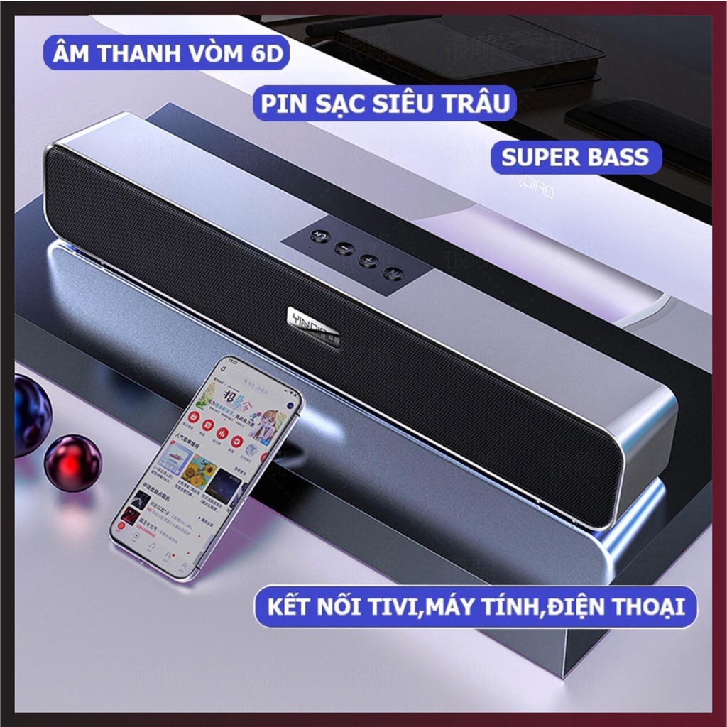 Loa bluetooth mini WK DESIGN D11 Loa thanh mini bluetooth V5.0 hỗ trợ USB thẻ nhớ Jack 3.5 kết nối tivi máy tính- SATOPA