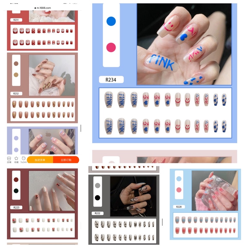 Móng tay dán đẹp làm nail kèm keo / R221 - R240 /