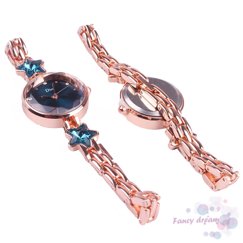 Đồng Hồ Kim Dây Da Mặt Hình Ngôi Sao