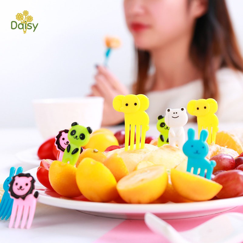 Mini Fruit Fork Sign Cartoons Toothpick Animal Farm Lunch Children Dinner Bags