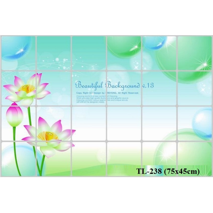 Decal dán bếp tráng nhôm cách nhiệt - Họa tiết Hoa Sen