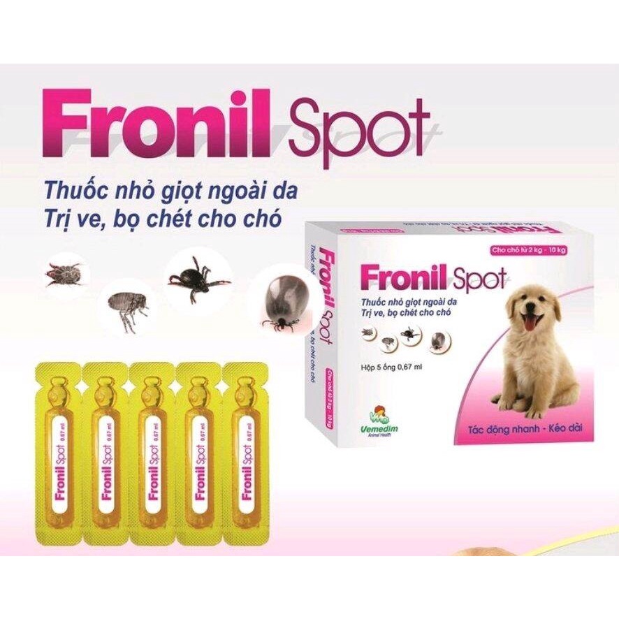 Ống nhỏ gáy diệt bọ chét, ve rận trên chó mèo Fronil spot - Ống 0,67ml