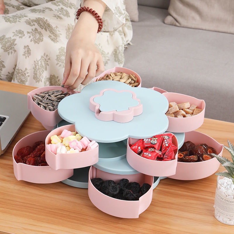 Khay đựng trái cây xoay được kèm giá đỡ điện thoại sáng tạo