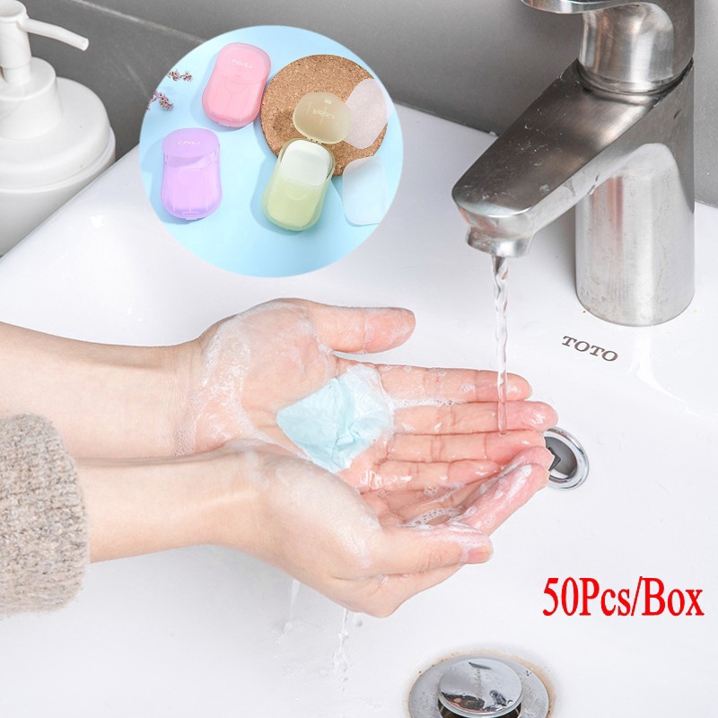 Set 50 xà phòng giấy thiết kế nhỏ gọn sử dụng 1 lần