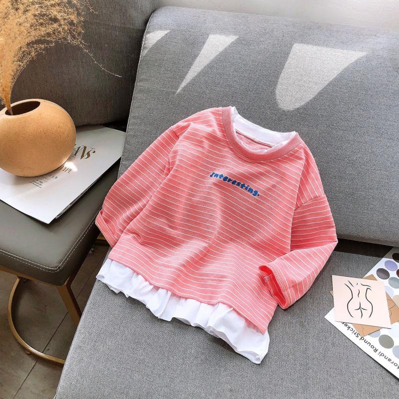 Áo Sweater Giả Hai Lớp Tay Dài In Họa Tiết Xinh Xắn Cho Bé Gái