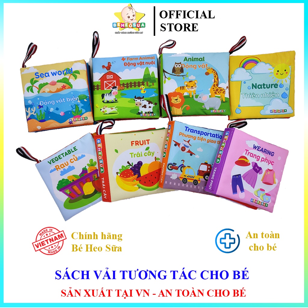 Sách vải  - sách vải cho bé kích thích thị giác với nhiều chủ đề bằng tiếng anh giúp bé vừa học vừa chơi