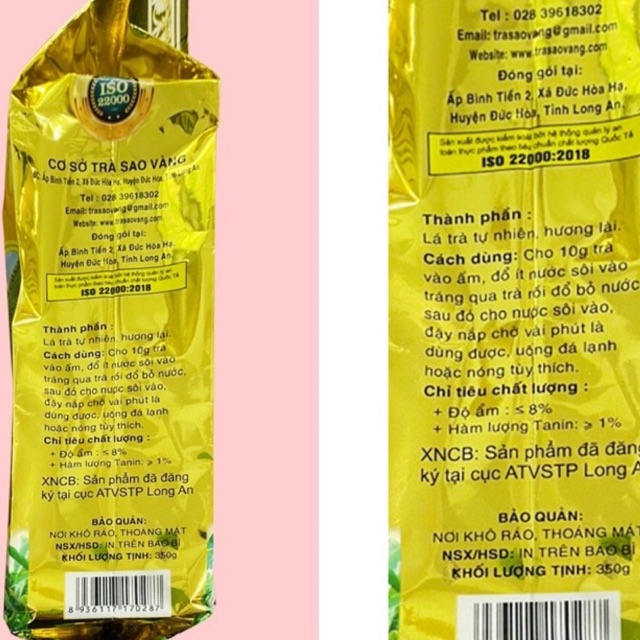 Trà pha trà đá hương ( Lài , Lá dứa, sen) hiệu SAO VÀNG, gói 350gr
