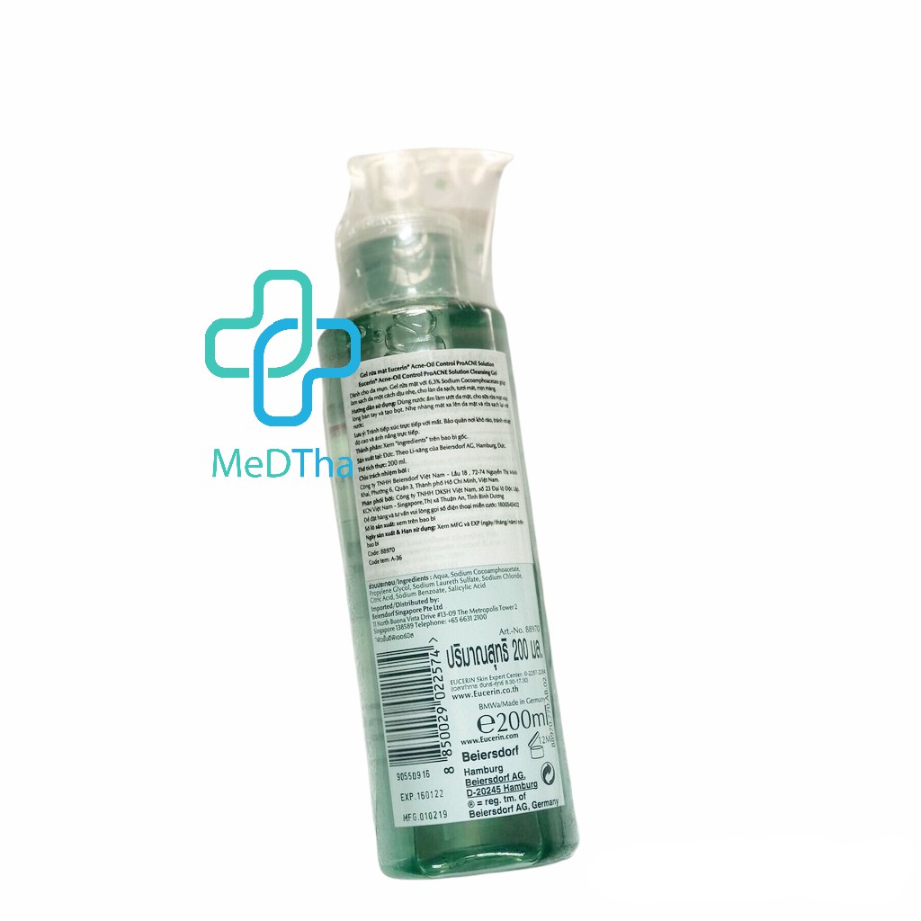 Sữa Rửa Mặt Dạng Gel Cho Da Dầu Mụn Eucerin Pro-ACNE - Giảm Mụn Trứng Cá, Làm Sạch Da
