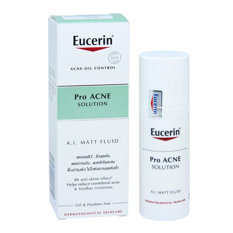 Kem dưỡng da Eucerin ProAcne Solution A.I Matt Fluid 50ml - Kiềm dầu, giảm nhờn mụn