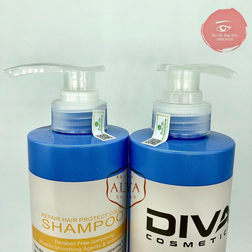 Cặp dầu gội xả DIVA Collagen 750ML Giảm Gãy Rụng Phụ hồi tóc hư tổn, giữ màu tóc nhuộm. CHÍNH HÃNG Ý ALYA