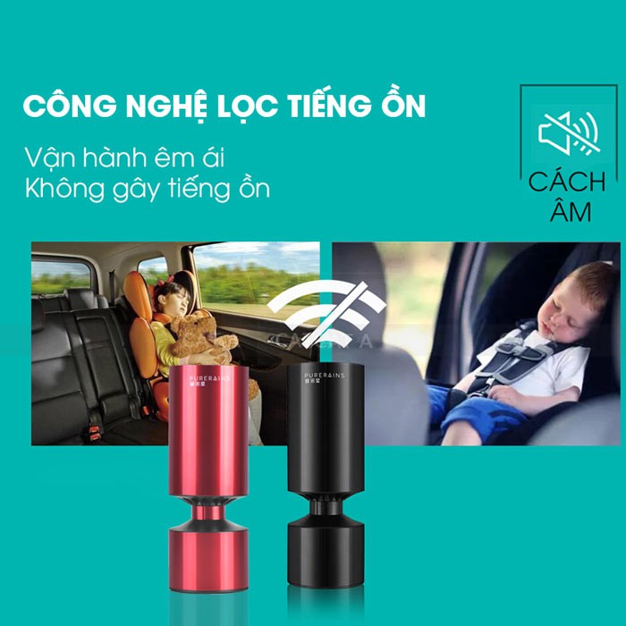 Máy Lọc Không Khí, Khử Mùi Ô Tô Cao Cấp Chính Hãng PURERAINS - Dành cho xe hơi, ô tô, phòng ngủ