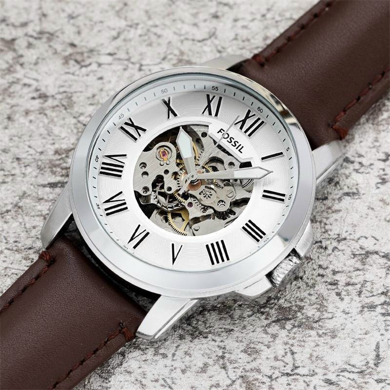 Đồng hồ nam dây da, đồng hồ đeo tay nam chạy tự động FOSSIL máy cơ, Full box, cao cấp, kiểu dáng thời trang