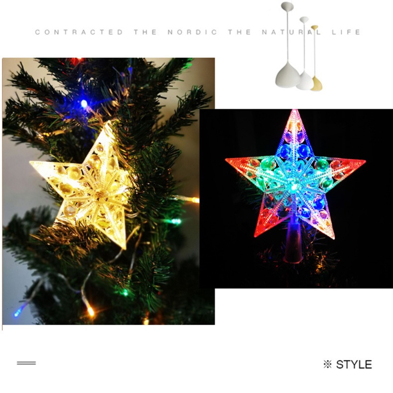 Cây Thông Giáng Sinh Đính Hạt Pha Lê Và Ngôi Sao Có Đèn LED Trang Trí