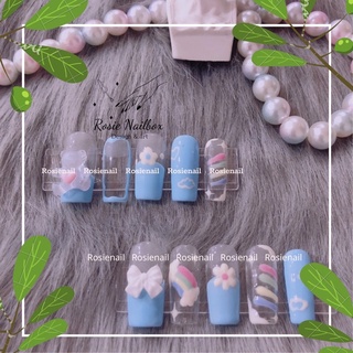 Nailbox Thiết Kế Cầu Vồng Đính Charm Gấu, Rosienail 020