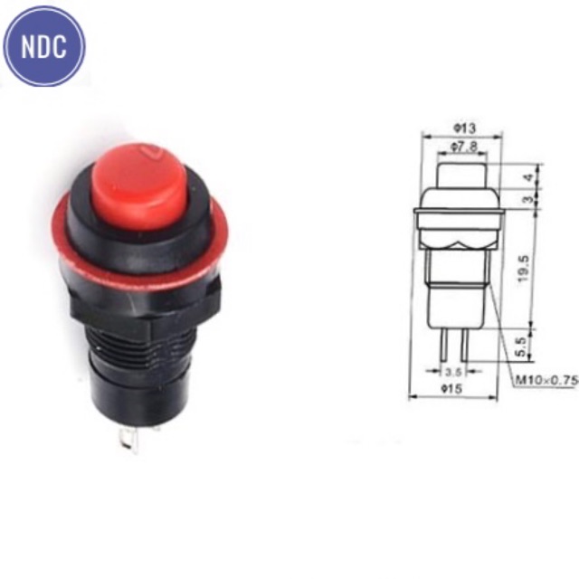 Công Tắc Nhấn Giữ DS-211 (10mm) Điện Áp Định Mức 220VAC Dòng Định Mức 1A