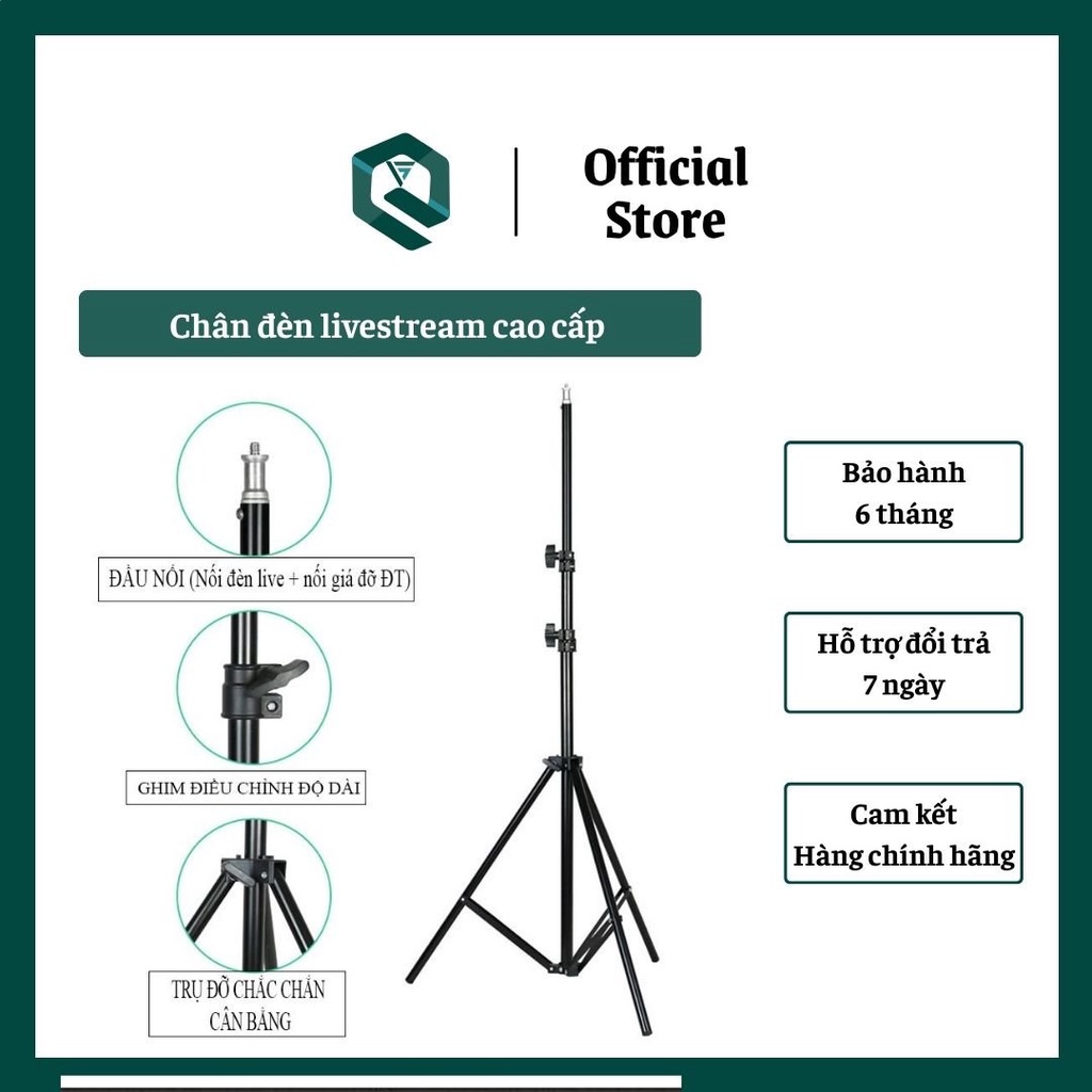 Chân Tripod Điện Thoại Máy Ảnh Đèn Chụp Hình, Livestream, 3 Chân Cực Chắc Chắn, Hàng Cao Cấp