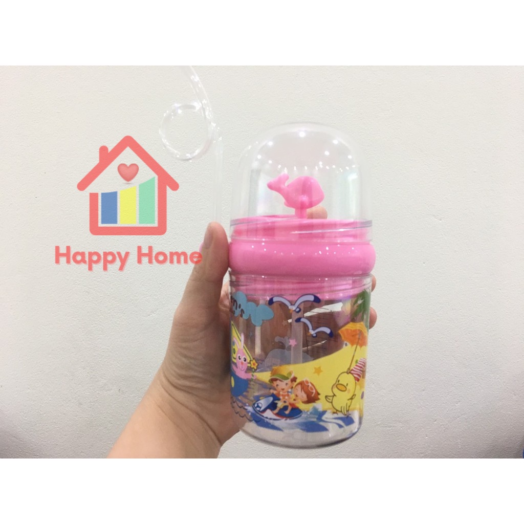 Bình uống sữa, nước trái cây thông minh chống sặc hình cá heo phun nước Happy Home