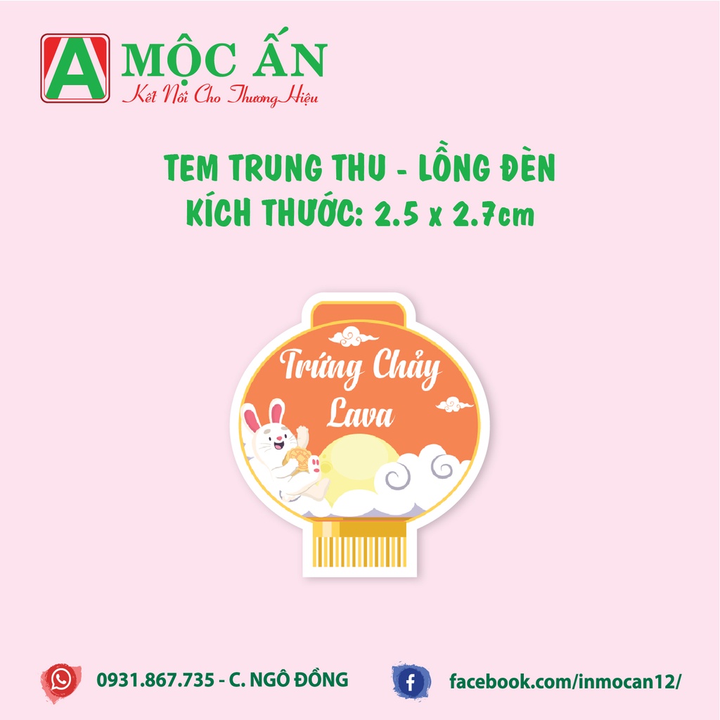 Tem Dán Nhân Bánh Trung Thu Hình Lồng Đèn, Hàng Sẵn, Dày Đẹp